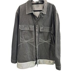 Vtg Marithe Francois Girbaud Jacket XXL Denim Black Jean Trucker rap hip hop Y2K